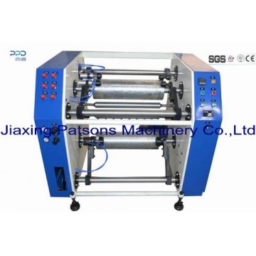 Semi auto stretch film slitting and rewinding machine